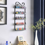 DAZONE DIY Mounted 5 Shelf Nail Polish Wall Rack Organizer Holds 50 Bottles Nail Polish or Essential Oils(Black)