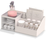 Cute Makeup Organizer with 10 Compartments and 2 Tiny Drawers, ZZWS Multifunction Desk Organizer, Storage Organizer for Vanity Countertop, Desk, Bathroom, Cosmetic, Makeup Brushes, Lipsticks (White)