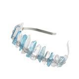 Raw Crystal Quartz Headband Crown - Rhinestone Tiara Mermaid Crown Headband for Women Bride Wedding Parties Hair Hoop (Transparent+Blue)