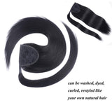 22" Human Hair Ponytail Extensions 140g #1 Jet Black 100% Remy Human Hair Wrap Around Long Ponytail Clip in Hair Extensions Straight One Piece Hairpiece (22", Jet Black)