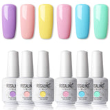 ROSALIND 15ml Gel Nail Polish 6 Colors Set Soak Off Long Lasting Gel Nails Art Solid Semi permanent Manicure Beauty Salon Summer Colors Set