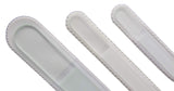 3 pc Genuine Czech, Etched, Crystal Glass, Classy Clear, Manicure/Pedicure Files-set of 3 with 2 Protective Tubes