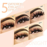 3D Mink Lashes, Dramatic 20-25mm Mink Eyelashes 5 styles Wispy Full Strips Mink Eyelashes Multipack Fluffy Handmade False Eyelashes from Wennalife, MIDNIGHT