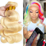 613 Blonde Bundles Peruvian Body Wave 3 Bundles Blonde 9A 100% Human Hair Weave Hair Extensions 613 Bundles Honey Blonde Remy Hair (121416, 3 bundles)