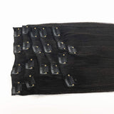 14 Inch Clip In Human Hair Extensions 120g, Remy Human Hair Double Weft, 8 Pieces/lot with 20Clips, Black (Clip In 14" - #1, 120g)