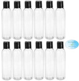 4 Ounce PET BPA-Free Plastic Empty Refillable Cosmo Round Bottles With Disc Caps (12 count, Clear)