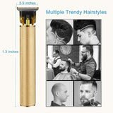 Hair Clippers for Men, Electric Pro Li Outliner Grooming Rechargeable Cordless Close Cutting T-Blade Trimmer for Men 1.5/3/6/9 mm Baldheaded Hair Clippers Zero Gapped Detail Beard Shaver (Gold)