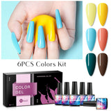 MTSSII Gel Nail Polish 6 Colours Set Soak Off Nail Art Manicure Salon Set 8ml - Yellow Blue Green Series