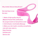 Silicone Back Scrubber for Shower Exfoliating Upgrade Material Long Handle Bathing Brush Belt for Body Massage and Skin Clean