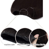 18 Inches Hidden Crown Hair Extensions One Piece Invisible Wire Hair Extensions Secret Miracle Wire In Hairpiece With Transparent Fish Line Headband No Glue Straight #2 Dark Brown 65g