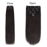 24" Clip in Hair Extensions Double Weft Remy Human Hair Extensions Clip in 120g 8Pcs 20Clips for Women Silky Straight Unprocessed Brazilian Virgin Natural Color Human Hair Clip in Extensions