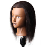 12” Afro Mannequin Head with 100% Human Hair Hairdresser Training Head Female Mannequin African Cosmetology Doll Head Manikin for Hair Styling & Practice with Free Clamp (1B Hair Color)