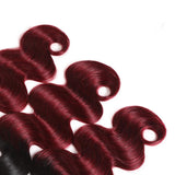 Feelgrace Ombre Burgundy Body Wave Human Hair Bundles Virgin Brazilian Remy Hair 3 Bundles 14 16 18 Inch