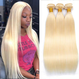 613 Blonde Bundles 9A Brazilian Body Wave 3 Bundles Blonde Human Hair Bundles 100% Virgin Remy Hair 613 Bundles Human Hair Extensions (12 14 16, #613 Straight)