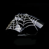 ArtPlus 24pcs x 4 (4-Pack) Halloween Gothic Black Silver Spider Web with Crystals False Nails with Glue Full Cover Long Length 4 Boxes in 1 Premium Pack Buy 3 Get 1 Free Fake Nails Art