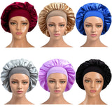 6 Pack Satin bonnet Sleep Cap for Women Soft Elastic Wide Band Hat Night Sleeping Head Cover for Good Sleeping (Solid Color,Normal Size)