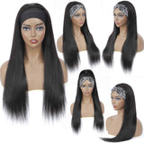 QTHAIR 14A Long Black Headband Wigs for Women Straight Human Hair Wig with Wide Headband Brazilian 100% Unprocessed Virgin Real Afro Wigs 22 inch