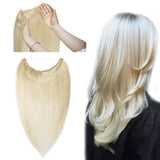 Hidden Invisible Crown Human Hair Extension One Piece Secret Miracle Wire in Hairpieces No Clip No Tape in Remy Hair Translucent Fish Line Headband 75g 22''/22inch #60 Platinum Blonde