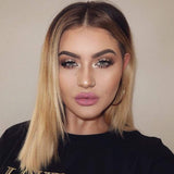 Karissa Hair Short Bob Lace Front Wigs for Women Ombre Blonde Side Part Heat Resistant Synthetic Lace Front Wig Dark Root Blonde Short Haircut Hand Tied Replacement Full Wig