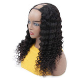 VIVI BABI 2x4 U-PART Human Hair Wigs 14 Inches 8A Grade Brazilian Deep Wave Wigs For Black Women 100% Unprocessed Human Virgin Hair Natural Color…