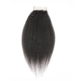 Forawme 8A Unprocessed Brazilian Hair Pieces Free Part Top Closure 20 Inch 130% 1B Soft Remy Human Hair Kinky Straight Lace Closure With Baby Hair 4X4