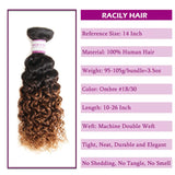 1B/#30 Ombre Brazilian Kinky Curly Hair 1 Bundle, 100% Unprocessed Human Hair Extensions, 2 Tone Dark Brown Weaves 100g (16")
