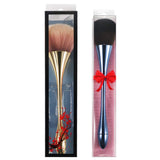 Vtrem 2 Pieces Large Powder Mineral Brush, Foundation Makeup Brushes, Face Brush for Large Coverage Loose Powder & Blush Blending Buffing (Gold & Blue)
