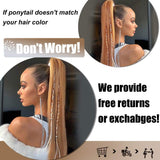 AISI BEAUTY Long Yaki Straight Ponytail Extension Kinky Synthetic Magic Paste Heat Resistant 24 Inches Ponytail Clip In Hairpiece for Black Women(27#)