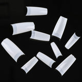 Feugole French Nail Tips Acrylic Flake Nails Half Cover 1000PCS Artificial False Nails Half Tips & Box for DIY Nail Art (Natural/Clear)
