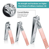 Manicure Pedicure Kit Nail Clippers Set High Quality Fingernails & Toenails Vibrissac Scissor 18 Pieces Best Care Grooming Tools for Man & Women Gift with Travel Case (Pink_18in1)