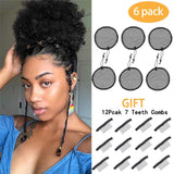 6pcs Black Ponytail Net Wig Caps For Making Guleless Hairnet Hair Wig Making Tools Bun Maker Hair Net For Women (L/Round(6Pcs))
