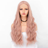 Persephone Long Pink Lace Front Wig with Natural Hairline Cosplay Synthetic Wavy Wigs for Women 22 Inches Heat Resistant