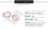 FantasyDay Pro 6 Colors 3D Baked Rainbow Highlighter Eyeshadow Makeup Palette Cosmetic Blusher Shimmer Powder Contouring Kit Unicorn Blush #2