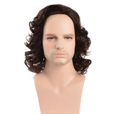 BERON Men's Short Curly Brown Wig Heat Resistant Natural Looking for Halloween Cosplay Party Costume or Daily Use (Dark Brown)
