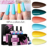 MTSSII Gel Nail Polish 6 Colours Set Soak Off Nail Art Manicure Salon Set 8ml - Yellow Blue Green Series