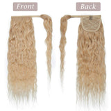 22 Inches Wrap Around Human Hair Ponytail Extensions 100% Remy Human Hair Long Corn Wave Curly With Comb Clip in One Piece Pony Tail Extensions For Girl Lady Women #613 Bleach Blonde 22'' 95g