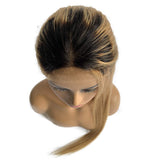Ombre Lace Front Wig Human Hair 150% Density Silky Straight 1B27 Brown Lace Closure Wigs for Black Women 4x4 Lace Frontal Wig Full Ends Bleached Knots 12"