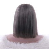 Wigood 14" Grey Bob Wig Short Straight Cosplay Wig with Free Wig Cap for Women