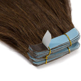 Tape in Hair Extensions Human Hair Ombre 2 Tone Double Side Tape Seamless Skin Weft Rooted Tape on Natural Hair Extensions 20pcs Long Straight Silky (24 inch 50g,#4T27 Medium Brown to Dark Blonde)
