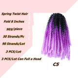Yisimei Spring Twist Hair Ombre Color 3PCS/Lot Spring Twist Crochet Hair 18 Colors Avaliable Hight Temperature Fiber Hair Extensions (8“ 3PCS/Lot, C5)