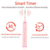 Sonic Electric Toothbrush With Travel Case, 6 Hours Charge Minimum 30 Days, Use 5 Optional Modes, Adapt To Any USB Interface For Wireless Charging, Unique Cherry Blossoms Pink
