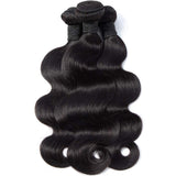 Misoun Hair Unprocessed Brazilian Virgin Hair Body Wave 3 Bundles Virgin Human Hair Weaves Extensions Natural Black Color (100+/-5g)/pc Can be Dyed and Bleached (18 20 22)