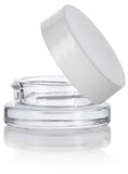 Clear Glass 7 ml Thick Wall Airtight Small Balm Sample Wax Concentrate Jars with White Foam Lined Smooth Lids (12 Pack)