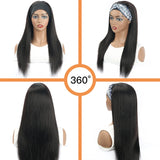 24 inches Long Straight Headband Wig Human Hair Brazilian virgin Human Hair None Lace Wigs Headband Wigs for Black Women 150% Density
