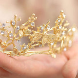 Drecode Bridal Crowns and Tiras Gold Rhinestones Dragonfly Crown Crystal Bride Hair Accessories for Women and Girls