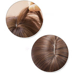 10" Hair Toppers with Bangs Clips in Bob Hair Crown Topper Toupee Hairpieces for Women (Dark Brown Thick)