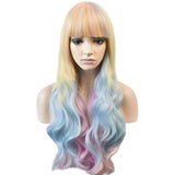 BERON Long Wavy Women Girls Colorful Cosplay Costume Party Wig with Wig Cap (Multi-color)