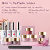 Lavender Violets Fast Dry Dipping-Powder-Nail-Kit of 8 Colors Express-Dry Plain n Glitter Acrylic-Dip Powder System with Nail File J745