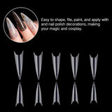 krofaue 500PCS Stiletto False Nail Tips Acrylic Gel Salon Tip Fake Nail 10 Size with box for Nail Art Salons and at Home (Clear)