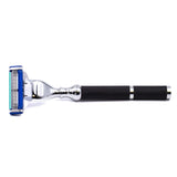 Black Metal Triple Blade Razor from Parker Safety Razor - Accepts Mach 3 and Gillette 3 Blades